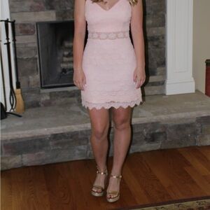 Aqua Blush Lace Mini Dress